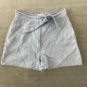 Karina Grimaldi Shorts Women M Light Blue Linen High Rise Belted Resort Casual